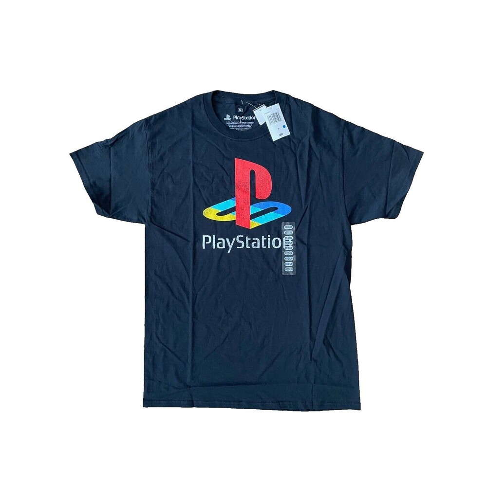 New Sony PlayStation Classic Logo Ripple Junction T-Shirt Men's Size Black